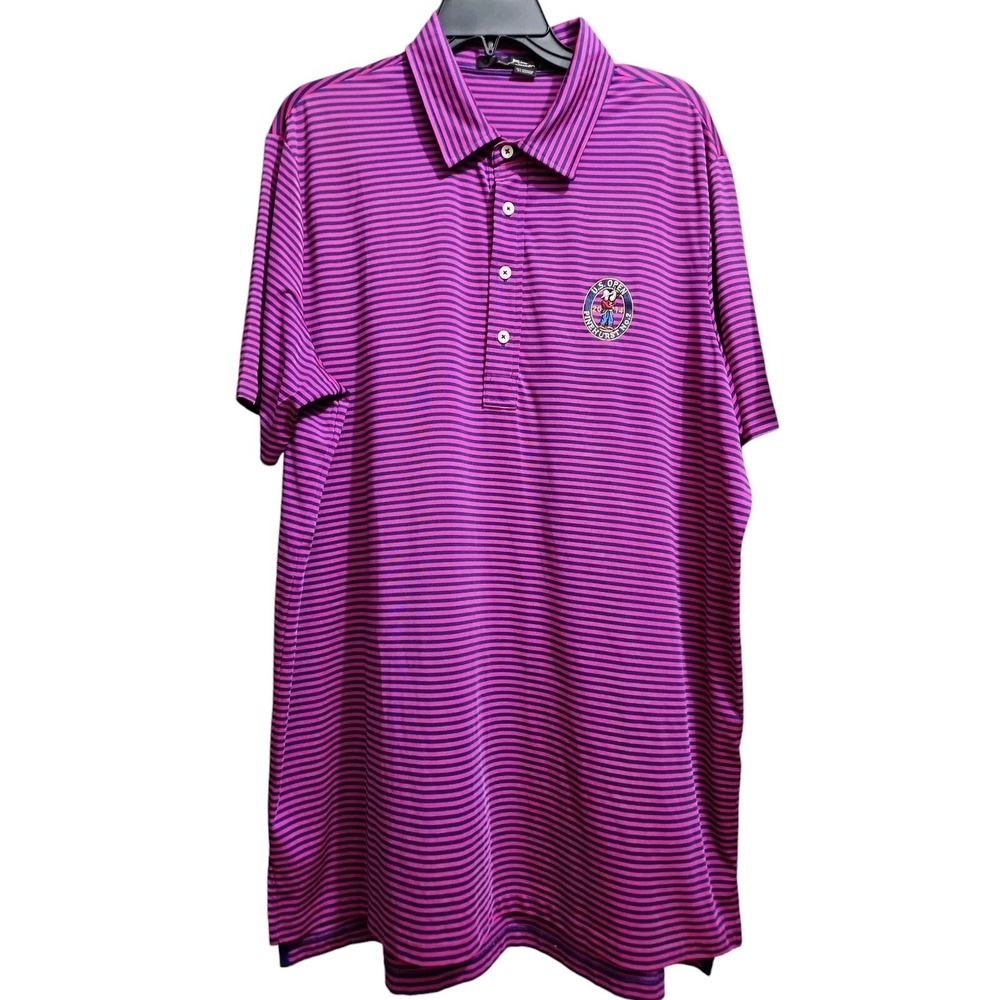 RLX Ralph Lauren Golf Polo Shirt Striped Purple‎ Pink XL